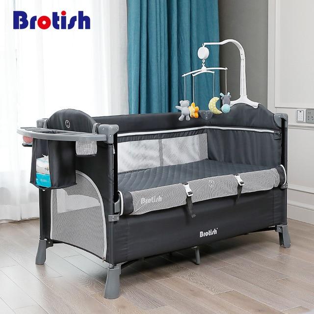 Brotish Crib splicing large bed removable bb multi-function portable folding newborn baby bedside bed cradle bed