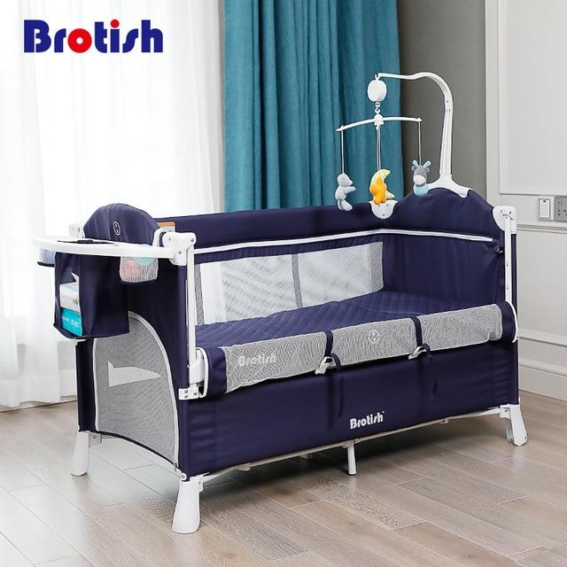 Brotish Crib splicing large bed removable bb multi-function portable folding newborn baby bedside bed cradle bed