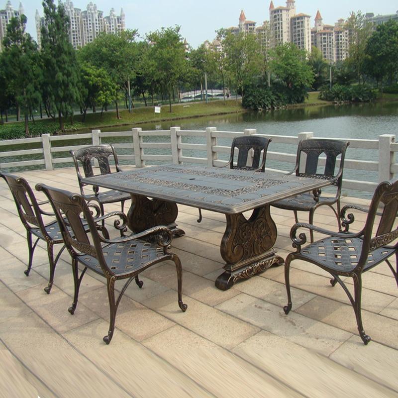 7-piece Best-selling cast aluminum table and chair Outdoor furniture transport by sea